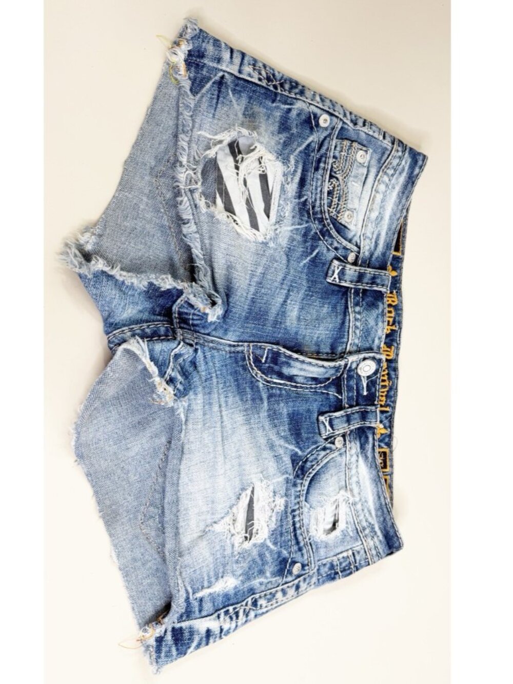 Rock Revival Sz 28 (Actual 31x2) Alivia Destroyed Cut Off Booty Denim Shorts GUC